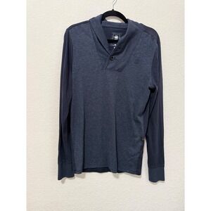 G-Star RAW Mens Shawl Button Neck Long‎ Sleeve Top Shirt